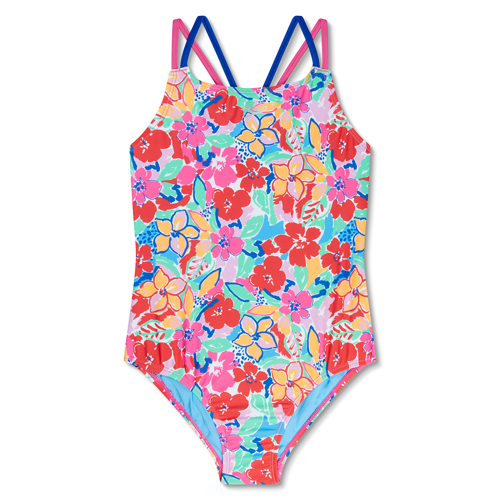 Speedo Printed Strappy One Piece for Girls Tranquil Blue 16